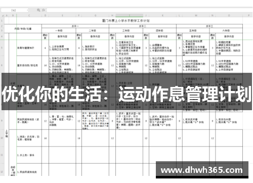 优化你的生活：运动作息管理计划